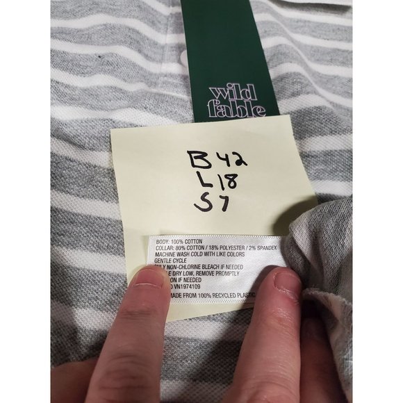 Womens Short Sleeve Boxy Cropped Polo T Shirt Wild Fable Gray Striped L - Picture 6 of 8